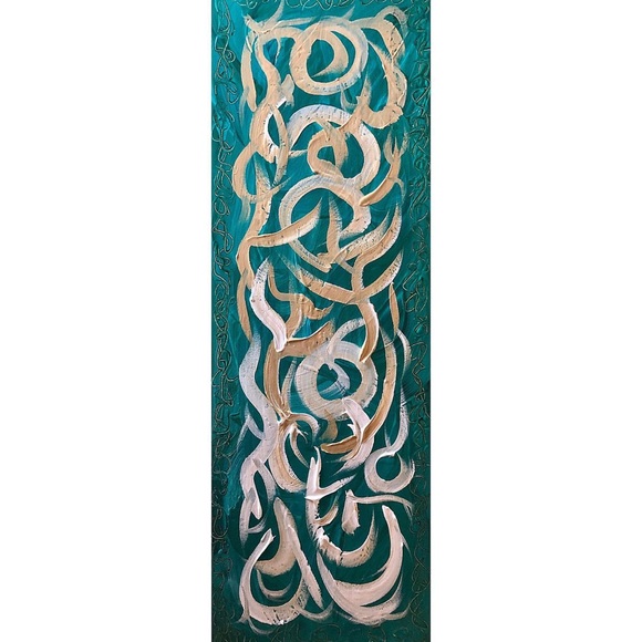 Abstract Teal and Gold Wall Art